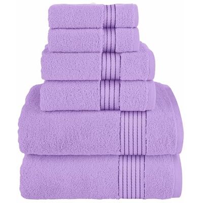 Elegant Comfort Elegant komfort premium bomull 6-delad handduksset, inkluderar 2 tvättlappar, 2 handdukar och 2 badhanddukar, 100% turkisk bomull – mycket absorberande och supermjuka handdukar för badrum, lila Elegant Comfort Elegant komfort premium bomull 6-delad handduksset, inkluderar 2 tvättlappar, 2 handdukar och 2 badhanddukar, 100% turkisk bomull – mycket absorberande och supermjuka handdukar för badrum, lila