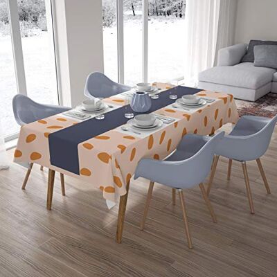 Bonamaison Köksdekoration, bordsduk, orange, benvit, 140 x 200 cm designad och tillverkad i Turkiet Bonamaison Köksdekoration, bordsduk, orange, benvit, 140 x 200 cm designad och tillverkad i Turkiet