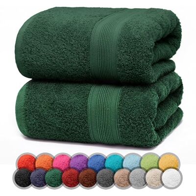 NatureMark 2-pack duschhanddukar premiumkvalitet 70 x 140 cm duschhandduk dubbelpack färg: mörkgrön NatureMark 2-pack duschhanddukar premiumkvalitet 70 x 140 cm duschhandduk dubbelpack färg: mörkgrön