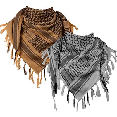 FREE SOLDIER 100% bomull shemagh militär taktisk keffiyeh ökenhuvud halsduk 110 x 110 cm arabisk wrap med tofs för män och kvinnor (grå och brun set) FREE SOLDIER 100% bomull shemagh militär taktisk keffiyeh ökenhuvud halsduk 110 x 110 cm arabisk wrap med tofs för män och kvinnor (grå och brun set)