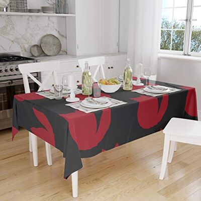 Bonamaison Köksdekoration, bordsduk, röd svart, 140 x 160 cm designad och tillverkad i Turkiet Bonamaison Köksdekoration, bordsduk, röd svart, 140 x 160 cm designad och tillverkad i Turkiet