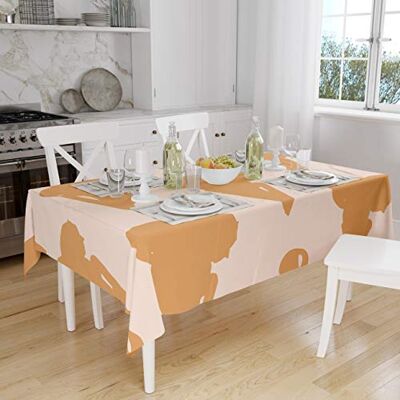 Bonamaison Köksdekoration, bordsduk, orange, benvit, 140 x 160 cm designad och tillverkad i Turkiet Bonamaison Köksdekoration, bordsduk, orange, benvit, 140 x 160 cm designad och tillverkad i Turkiet