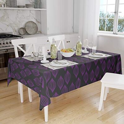 Bonamaison Köksdekoration, bordsduk, lila, svart, 140 x 160 cm designad och tillverkad i Turkiet Bonamaison Köksdekoration, bordsduk, lila, svart, 140 x 160 cm designad och tillverkad i Turkiet