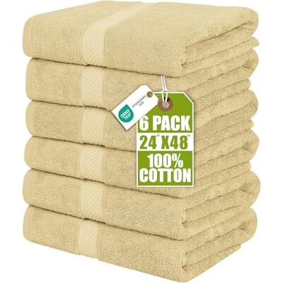 Utopia Towels , 6-pack badhanddukar (61x 122 cm), 500 GSM 100% ringspunnen bomull, medium lätt, mycket absorberande, snabbtorkande, handdukar av högsta kvalitet för hotell, spa och badrum (beige) Utopia Towels , 6-pack badhanddukar (61x 122 cm), 500 GSM 100% ringspunnen bomull, medium lätt, mycket absorberande, snabbtorkande, handdukar av högsta kvalitet för hotell, spa och badrum (beige)