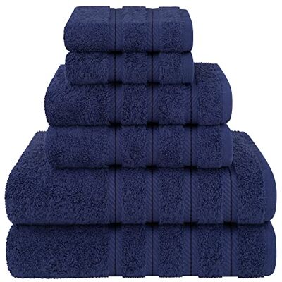 American Soft Linen Amerikanskt mjukt linne, lyxigt 6-delat handduksset, 2 badhanddukar 2 handdukar 2 tvättlappar, 100% turkisk bomull, handdukar för badrum, marinblått handduksset. American Soft Linen Amerikanskt mjukt linne, lyxigt 6-delat handduksset, 2 badhanddukar 2 handdukar 2 tvättlappar, 100% turkisk bomull, handdukar för badrum, marinblått handduksset.