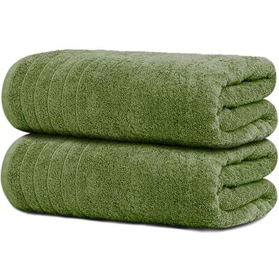 Tens Towels 2-pack extra stora badlakan, 89 x 178 cm, 100 % bomull, större och lättare vikt, torkar snabbare, supermjuka och absorberande, överdimensionerade badhanddukar, grön Tens Towels 2-pack extra stora badlakan, 89 x 178 cm, 100 % bomull, större och lättare vikt, torkar snabbare, supermjuka och absorberande, överdimensionerade badhanddukar, grön
