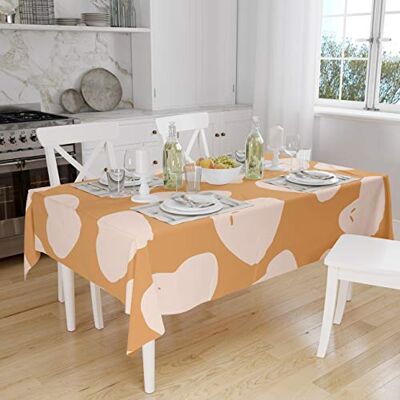 Bonamaison Köksdekoration, bordsduk, orange, benvit, 140 x 160 cm designad och tillverkad i Turkiet Bonamaison Köksdekoration, bordsduk, orange, benvit, 140 x 160 cm designad och tillverkad i Turkiet