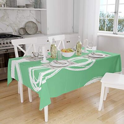 Bonamaison Köksdekoration, bordsduk, bensinggrön, vit, 140 x 160 cm designad och tillverkad i Turkiet Bonamaison Köksdekoration, bordsduk, bensinggrön, vit, 140 x 160 cm designad och tillverkad i Turkiet