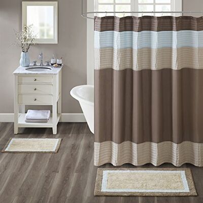 Madison Park Amherst badrumsmattor rumsinredning 100% bomull tuftad ultramjuk halkfri, absorberande snabbtorkande badkarsmattor, 20 x 30, brun/blå Madison Park Amherst badrumsmattor rumsinredning 100% bomull tuftad ultramjuk halkfri, absorberande snabbtorkande badkarsmattor, 20 x 30, brun/blå