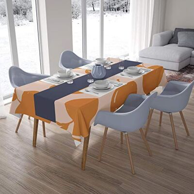 Bonamaison köksdekoration, bordsduk, orange, vitt, 140 x 200 cm designad och tillverkad i Turkiet Bonamaison köksdekoration, bordsduk, orange, vitt, 140 x 200 cm designad och tillverkad i Turkiet