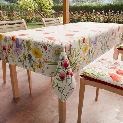PETTI Artigiani Italiani Fläckbeständig bordsduk rektangulär köksbordsöverdrag blomdesign 10 (140 x 300 cm) 100% tillverkad i Italien PETTI Artigiani Italiani Fläckbeständig bordsduk rektangulär köksbordsöverdrag blomdesign 10 (140 x 300 cm) 100% tillverkad i Italien