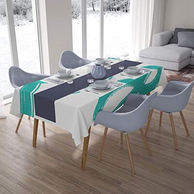 Bonamaison Köksdekoration, bordsduk, turkos, vit, 140 x 200 cm designad och tillverkad i Turkiet Bonamaison Köksdekoration, bordsduk, turkos, vit, 140 x 200 cm designad och tillverkad i Turkiet