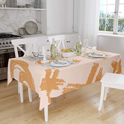 Bonamaison Köksdekoration, bordsduk, orange, benvit, 140 x 160 cm designad och tillverkad i Turkiet Bonamaison Köksdekoration, bordsduk, orange, benvit, 140 x 160 cm designad och tillverkad i Turkiet