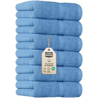 Utopia Towels Premiumhanddukar i 100 % kammad ringspunnen bomull, ultramjuka och mycket absorberande, 600 GSM, extra stora och tjocka, 41 x 71 cm, hotell-/spakvalitet (elektrisk blå) (6-pack) Utopia Towels Premiumhanddukar i 100 % kammad ringspunnen bomull, ultramjuka och mycket absorberande, 600 GSM, extra stora och tjocka, 41 x 71 cm, hotell-/spakvalitet (elektrisk blå) (6-pack)