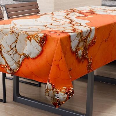 PETTI Artigiani Italiani Fläckbeständig rektangulär bordsduk kök elegant orange marmoreffekt X6 platser (140 x 180 cm) 100% tillverkad i Italien PETTI Artigiani Italiani Fläckbeständig rektangulär bordsduk kök elegant orange marmoreffekt X6 platser (140 x 180 cm) 100% tillverkad i Italien
