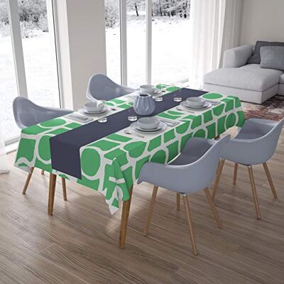 Bonamaison Köksdekoration, bordsduk, bensinggrön, vit, 140 x 200 cm designad och tillverkad i Turkiet Bonamaison Köksdekoration, bordsduk, bensinggrön, vit, 140 x 200 cm designad och tillverkad i Turkiet