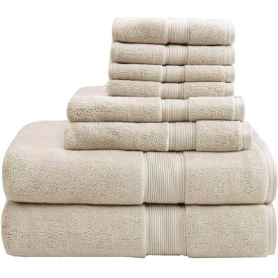 Madison Park 800GSM 100% bomull lyx turkiska badhanddukar, mycket absorberande långa överdimensionerade linne bomull badhanddukar set, 8 stycken innehåller 2 badhanddukar, 2 handhanddukar och 4 tvätthanddukar, Madison Park 800GSM 100% bomull lyx turkiska badhanddukar, mycket absorberande långa överdimensionerade linne bomull badhanddukar set, 8 stycken innehåller 2 badhanddukar, 2 handhanddukar och 4 tvätthanddukar,