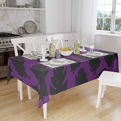 Bonamaison Köksdekoration, bordsduk, lila, svart, 140 x 160 cm designad och tillverkad i Turkiet Bonamaison Köksdekoration, bordsduk, lila, svart, 140 x 160 cm designad och tillverkad i Turkiet