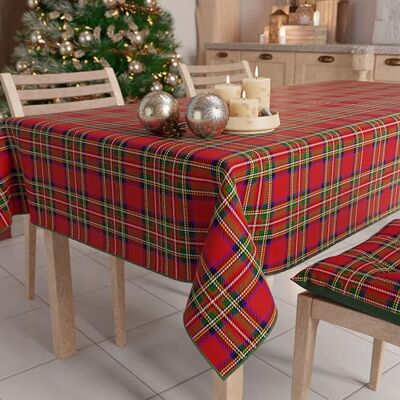 PETTI Artigiani Italiani Julduk, julduk, rektangulär bordsduk, fläckbeständig duk, julröd duk, 140 x 450 cm, tartan, 100% tillverkad i Italien PETTI Artigiani Italiani Julduk, julduk, rektangulär bordsduk, fläckbeständig duk, julröd duk, 140 x 450 cm, tartan, 100% tillverkad i Italien