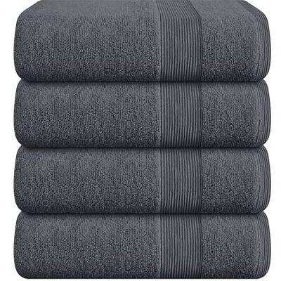 BELIZZI HOME Elvana Home 4-pack badhandduksset 27 x 54, 100% ringspunnen bomull, ultramjuk mycket absorberande maskintvättbar hotell spa kvalitet badhanddukar för badrum, 4 badhanddukar grå BELIZZI HOME Elvana Home 4-pack badhandduksset 27 x 54, 100% ringspunnen bomull, ultramjuk mycket absorberande maskintvättbar hotell spa kvalitet badhanddukar för badrum, 4 badhanddukar grå