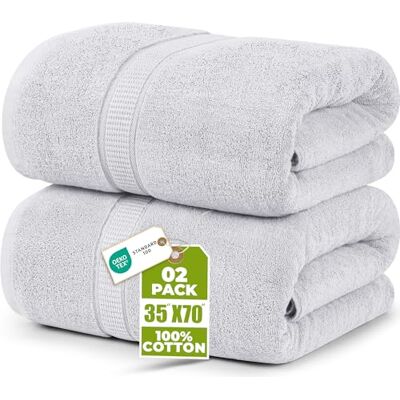 Utopia Towels – lyxigt jumbo badlakan 2 delar – 600 GSM 100% ringspunnen bomull mycket absorberande och snabbtorkande extra stor badhandduk – supermjuk handduk av hotellkvalitet (70 x 178 cm, silver) Utopia Towels – lyxigt jumbo badlakan 2 delar – 600 GSM 100% ringspunnen bomull mycket absorberande och snabbtorkande extra stor badhandduk – supermjuk handduk av hotellkvalitet (70 x 178 cm, silver)