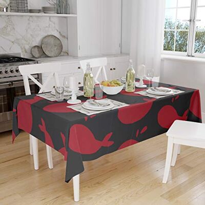 Bonamaison köksdekoration, bordsduk, röd svart, 140 x 160 cm – designad och tillverkad i Turkiet Bonamaison köksdekoration, bordsduk, röd svart, 140 x 160 cm – designad och tillverkad i Turkiet