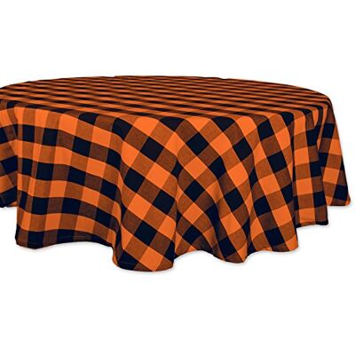 DII Buffalo Check Collection, klassisk bondgårdsduk, 178 cm rund, orange och svart DII Buffalo Check Collection, klassisk bondgårdsduk, 178 cm rund, orange och svart