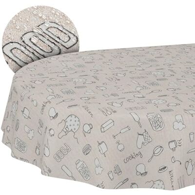 ANRO Duk avtorkbar Köksmotiv oval 180x140 cm utomhus tvättbar i 30 °C – perfekt för trädgård, terrass och matsal – bordsduk i belagd textil ANRO Duk avtorkbar Köksmotiv oval 180x140 cm utomhus tvättbar i 30 °C – perfekt för trädgård, terrass och matsal – bordsduk i belagd textil