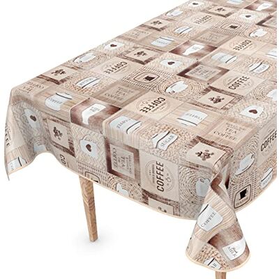 ANRO Bordsduk, tvättbar, vaxbordsduk, 100 x 140 cm med fåll kaffe, lättvårdad ANRO Bordsduk, tvättbar, vaxbordsduk, 100 x 140 cm med fåll kaffe, lättvårdad