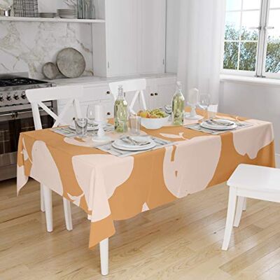 Bonamaison Köksdekoration, bordsduk, orange, benvit, 140 x 160 cm designad och tillverkad i Turkiet Bonamaison Köksdekoration, bordsduk, orange, benvit, 140 x 160 cm designad och tillverkad i Turkiet