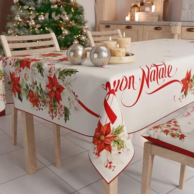 PETTI Artigiani Italiani Julbordsduk fläckbeständig rektangulär julbordsöverdrag kök ritning god jul X24 platser (140 x 450 cm) 100% tillverkad i Italien PETTI Artigiani Italiani Julbordsduk fläckbeständig rektangulär julbordsöverdrag kök ritning god jul X24 platser (140 x 450 cm) 100% tillverkad i Italien