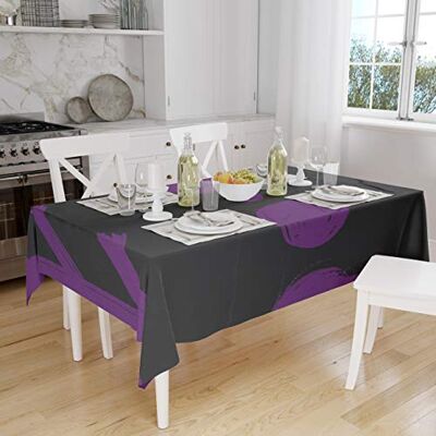 Bonamaison Köksdekoration, bordsduk, lila, svart, 140 x 160 cm designad och tillverkad i Turkiet Bonamaison Köksdekoration, bordsduk, lila, svart, 140 x 160 cm designad och tillverkad i Turkiet