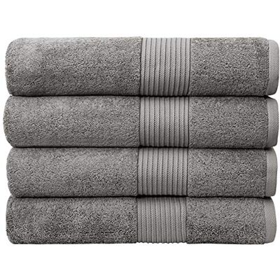 Bumble Towels Bliss Lyxiga handdukar i kammad bomull 86 x 142 cm extra stort badlakan av premiumkvalitet 650 GSM mjukt, absorberande (4-pack, grå) Bumble Towels Bliss Lyxiga handdukar i kammad bomull 86 x 142 cm extra stort badlakan av premiumkvalitet 650 GSM mjukt, absorberande (4-pack, grå)