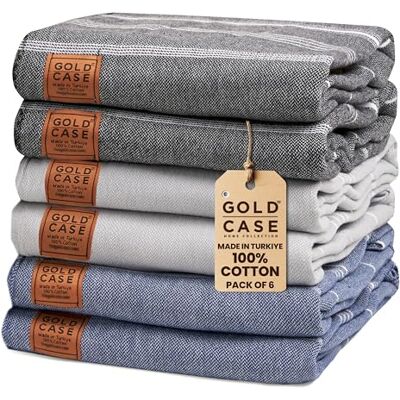GOLD CASE HOME COLLECTION Guldfodral hemsamling Lycia turkisk strandhandduk set med 6-100% bomull och sandfria handdukar för semester nödvändigheter – XXL förtvättade snabbtorkande rese-badhandduk – 178 x 96 cm – multiDark GOLD CASE HOME COLLECTION Guldfodral hemsamling Lycia turkisk strandhandduk set med 6-100% bomull och sandfria handdukar för semester nödvändigheter – XXL förtvättade snabbtorkande rese-badhandduk – 178 x 96 cm – multiDark