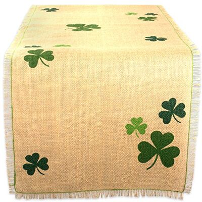 DII fyrklöver tryckt jute bordslöpare 14 x 74 DII fyrklöver tryckt jute bordslöpare 14 x 74