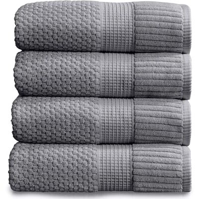 NY Loft 100% bomull badhandduk 4-pack Supermjuka och absorberande snabbtorkande badhanddukar 76 cm x 132 cm Strukturerad och hållbar bomull Treenighetssamling (4-pack badhandduk, kolgrå) NY Loft 100% bomull badhandduk 4-pack Supermjuka och absorberande snabbtorkande badhanddukar 76 cm x 132 cm Strukturerad och hållbar bomull Treenighetssamling (4-pack badhandduk, kolgrå)