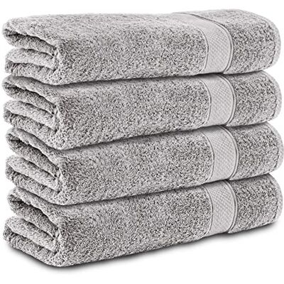 Komfortec 4 handdukar 50 x 100 cm set av 100% bomull, frotté, mjuk, silver Komfortec 4 handdukar 50 x 100 cm set av 100% bomull, frotté, mjuk, silver