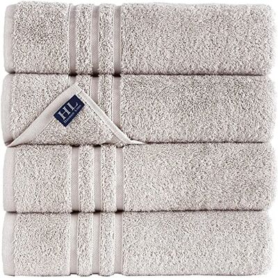 Hammam Linen Hawmam Badhanddukar i linne, ice silver, 4-pack, mjuka och absorberande, premiumkvalitet perfekt för daglig användning, 100% bomull, 600 GSM Hammam Linen Hawmam Badhanddukar i linne, ice silver, 4-pack, mjuka och absorberande, premiumkvalitet perfekt för daglig användning, 100% bomull, 600 GSM