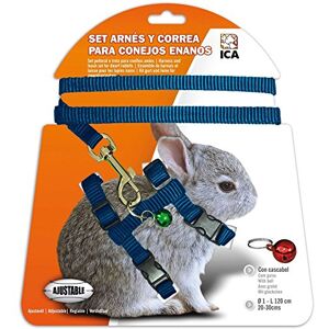 ICA Blått halsband och selset för kaniner - Justerbar ICA Blått halsband och selset för kaniner - Justerbar