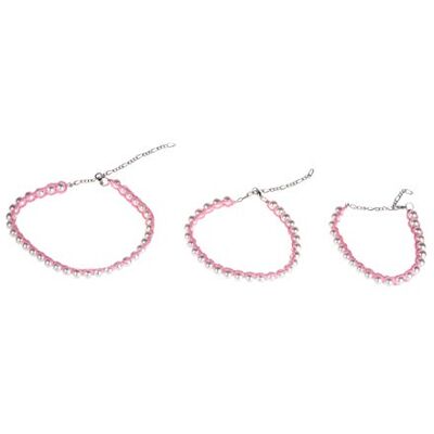 MICHI SC69 virkat halsband rosa S 18–25 cm (7–10 tum) halskedja för hundar MICHI SC69 virkat halsband rosa S 18–25 cm (7–10 tum) halskedja för hundar