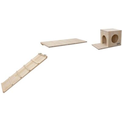 Kerbl Pet Små Djur Väggparkour Sidewalk 3-Delad, 100% Massivt Trä, Klättervägg, Flexibelt Utbyggbar, Väggmontering, För Kaniner, Katter Kerbl Pet Små Djur Väggparkour Sidewalk 3-Delad, 100% Massivt Trä, Klättervägg, Flexibelt Utbyggbar, Väggmontering, För Kaniner, Katter
