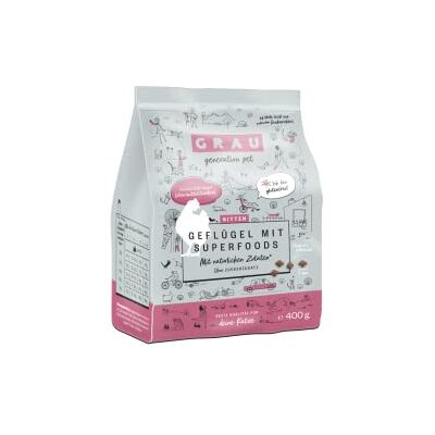 GRAU generation pet GRAU Torrfoder med fågel och superfoods för katter och kattungar, glutenfritt, originalprodukt, 1-pack (1 x 400 g) GRAU generation pet GRAU Torrfoder med fågel och superfoods för katter och kattungar, glutenfritt, originalprodukt, 1-pack (1 x 400 g)