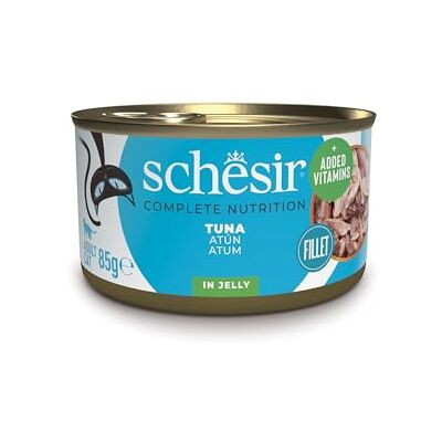 Schesir Tonfisk i gelé, våt kattmat, i burkar, 100% naturlig, med tillsatta vitaminer, 12 x 85 g Schesir Tonfisk i gelé, våt kattmat, i burkar, 100% naturlig, med tillsatta vitaminer, 12 x 85 g