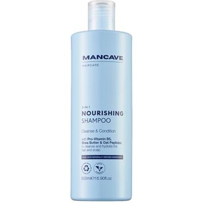 ManCave Nourishing 2-in-1 Mens Shampoo, 500ml, Schampo för Män, Naturliga Ingredienser, Veganskt och Cruelty-Free, Stärkande Schampo med Arganolja, Havregrynspeptider och Sheasmör ManCave Nourishing 2-in-1 Mens Shampoo, 500ml, Schampo för Män, Naturliga Ingredienser, Veganskt och Cruelty-Free, Stärkande Schampo med Arganolja, Havregrynspeptider och Sheasmör