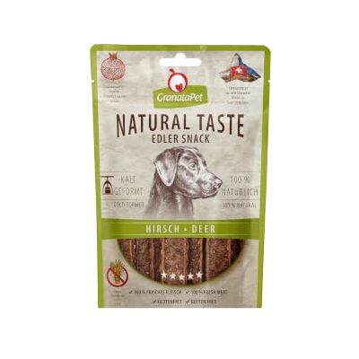 GranataPet Natural Taste Edeller Snack Hjort, spannmålsfri hundgodis och utan sockertillsatser, belöning för mellanmål, gott hundmellanmål (90 g) GranataPet Natural Taste Edeller Snack Hjort, spannmålsfri hundgodis och utan sockertillsatser, belöning för mellanmål, gott hundmellanmål (90 g)