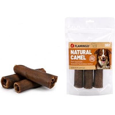 Flamingo godis hund – naturlig kamelhud rulle – 15 cm – 200 g – glutenfri – utan socker – naturlig Flamingo godis hund – naturlig kamelhud rulle – 15 cm – 200 g – glutenfri – utan socker – naturlig