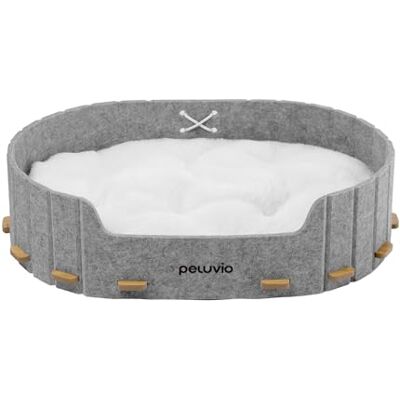 Peluvio Cospo Kattsäng 80 x 48 cm med Mjuk Kudde och Filtväggar, Vikbar och Tvättbar Kattbädd med Stabil Träbas, Mysig och Hopfällbar Sovplats för Innekatter, Lätt och Portabel Kattsäng (XL, Grå) Peluvio Cospo Kattsäng 80 x 48 cm med Mjuk Kudde och Filtväggar, Vikbar och Tvättbar Kattbädd med Stabil Träbas, Mysig och Hopfällbar Sovplats för Innekatter, Lätt och Portabel Kattsäng (XL, Grå)