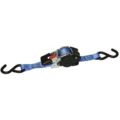 Kerbl Automatisk spännrem 25 mm/1,8 m spännkraft 300/600 kg, S-krok, blå Kerbl Automatisk spännrem 25 mm/1,8 m spännkraft 300/600 kg, S-krok, blå
