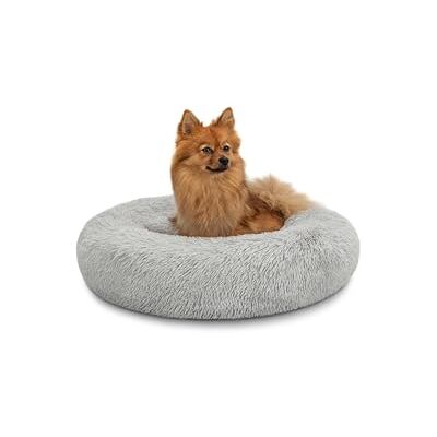 lionto Donutsäng för hundar och katter, fluffig rund bädd för små & stora husdjur, Ø 60 cm, mjuk kattsäng i gosig plysch, hundkudde med extra tjock stoppning, ljusgrå lionto Donutsäng för hundar och katter, fluffig rund bädd för små & stora husdjur, Ø 60 cm, mjuk kattsäng i gosig plysch, hundkudde med extra tjock stoppning, ljusgrå