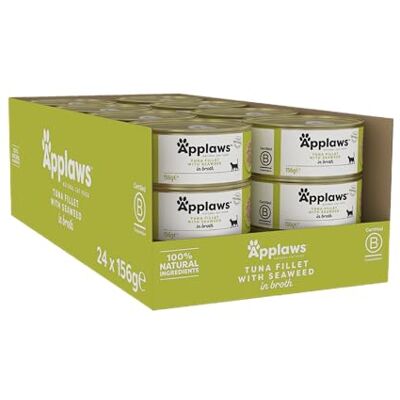 Applaws 100% naturlig våt kattmat, tonfiskfilé med alger 24 x 156 g burkar Applaws 100% naturlig våt kattmat, tonfiskfilé med alger 24 x 156 g burkar